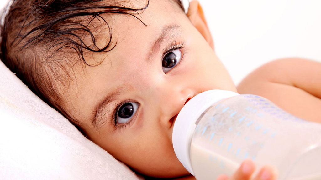 Baby with bottle